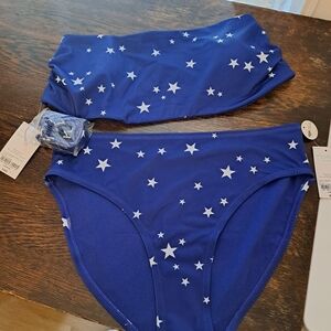 Blue Star Print Bikini Set